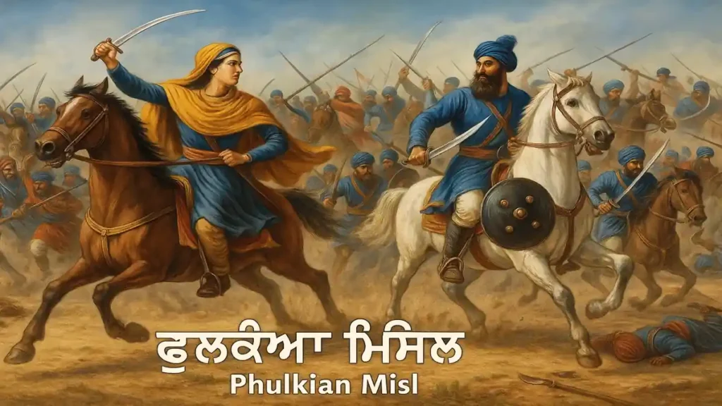 Phulkian Misl warriors in a fierce battlefield charge