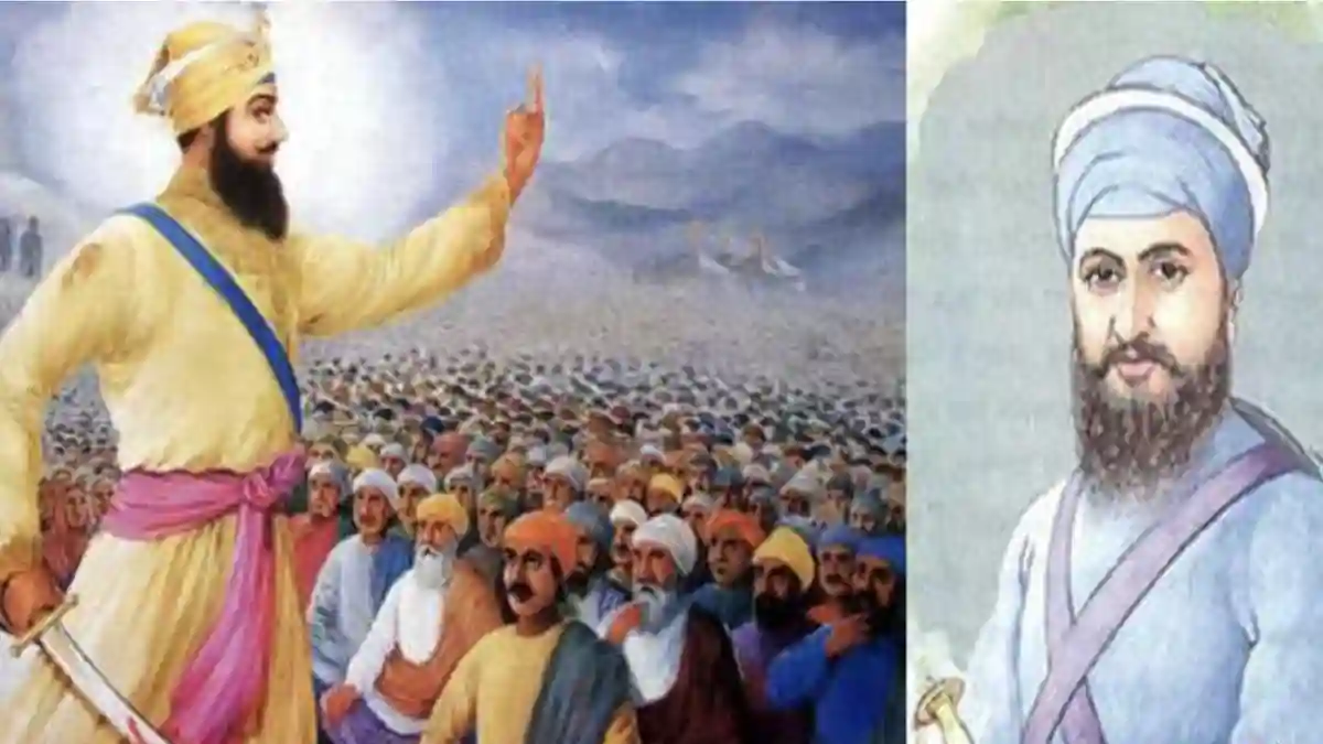 Bhai Daya Singh offering head to Guru Gobind Singh Ji.