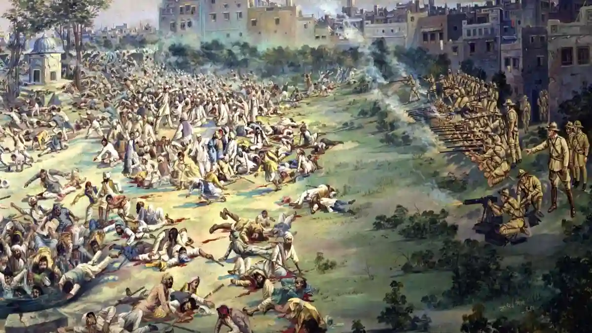 ਜਲਿਆਂਵਾਲਾ ਬਾਗ਼ ਨਰਸੰਘਾਰ ਦੀ ਚਿੱਤਰਕਾਰੀ।