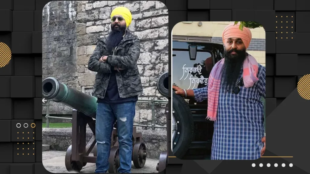 Avtar Singh Khanda standing near cannon and Jeep (1988–2023)